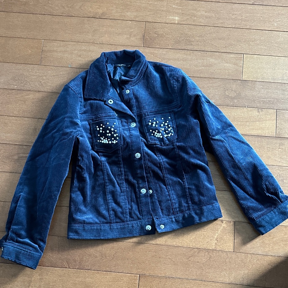 Blue Corduroy Jacket with Studded Pockets